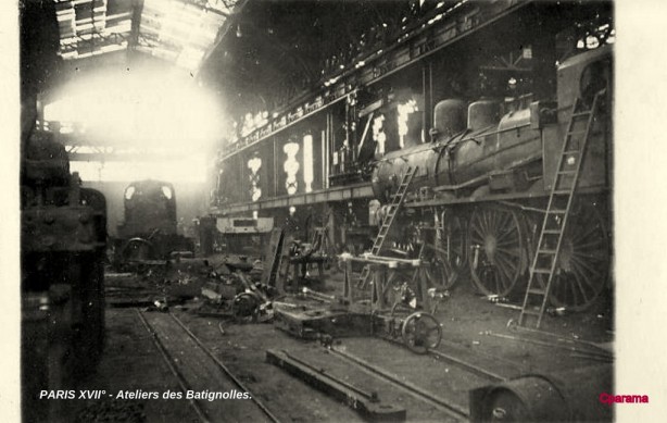locomotive à vapeur au Dépôt des Batignolles