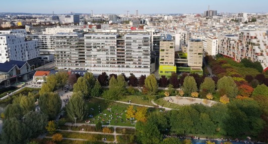 vue parc Martin Luter King du lot o4a de Paris Habitat