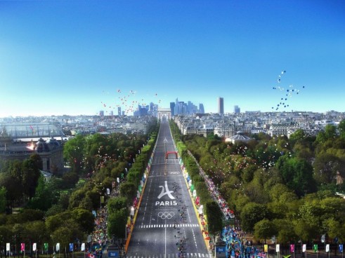 Marathon sur les Champs-Elysees aux JO Paris 2024